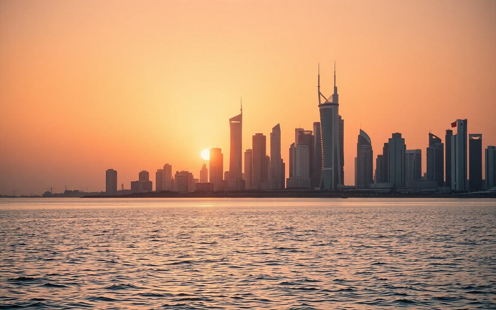 Doha skyline at dusk